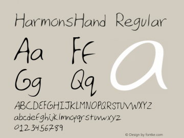 HarmonsHand Regular The IMSI MasterFonts Collection, tm 1996 IMSI (International Microcomputer Software Inc.) Font Sample