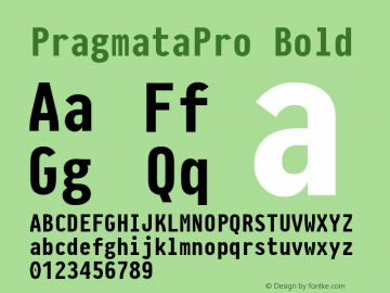 PragmataPro Bold Version 0.817 Font Sample