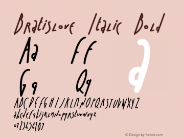 Bratislove Italic Bold Version 2.030;com.myfonts.resistenza.bratislove.wfkit2.42VV Font Sample