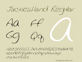 JackiesHand Regular Handwriting KeyFonts, Copyright (c)1995 SoftKey Multimedia, Inc., a subsidiary of SoftKey International, Inc.图片样张