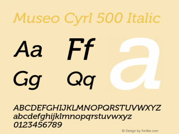 Museo Cyrl 500 Italic Version 2.029图片样张
