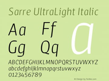 Sarre UltraLight Italic 1.000;com.myfonts.stereotypes.sarre.ultra-light-italic.wfkit2.44G2 Font Sample