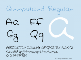 GinnysHand Regular Copyright (c)1996 Expert Software, Inc. Font Sample