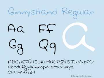 GinnysHand Regular Copyright (c)1996 Expert Software, Inc. Font Sample