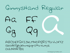 GinnysHand Regular Handwriting KeyFonts, Copyright (c)1995 SoftKey Multimedia, Inc., a subsidiary of SoftKey International, Inc. Font Sample