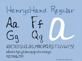 HenrysHand Regular The IMSI MasterFonts Collection, tm 1996 IMSI (International Microcomputer Software Inc.) Font Sample