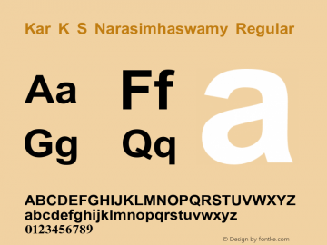 Kar K S Narasimhaswamy Regular Version 1.000 2013 initial Beta release Font Sample