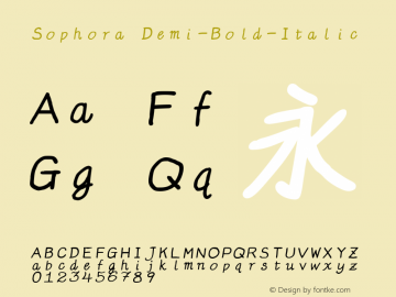 Sophora Demi-Bold-Italic Version 4.2.8 Font Sample