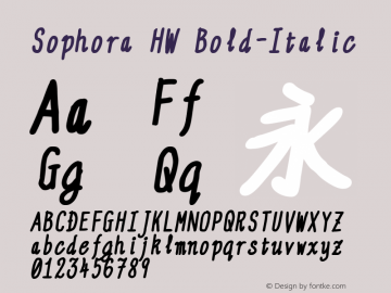 Sophora HW Bold-Italic Version 4.2.8 Font Sample