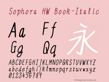 Sophora HW Book-Italic Version 4.2.8 Font Sample