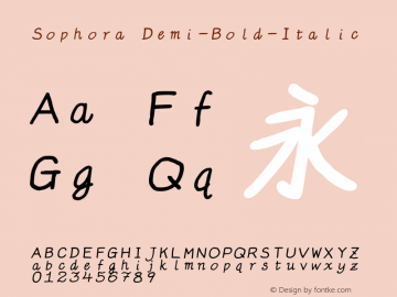 Sophora Demi-Bold-Italic Version 4.2.8 Font Sample