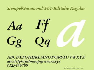 StempelGaramondW04-BdItalic Regular Version 1.00 Font Sample