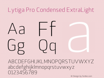 Lytiga Pro Condensed ExtraLight Version 1.000; Fonts for Free; vk.com/fontsforfree Font Sample