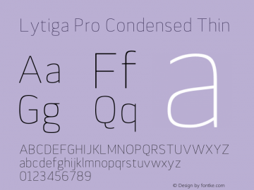 Lytiga Pro Condensed Thin Version 1.000; Fonts for Free; vk.com/fontsforfree Font Sample