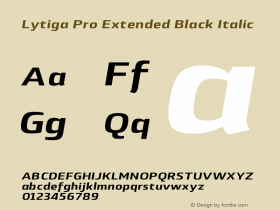 Lytiga Pro Extended Black Italic Version 1.000; Fonts for Free; vk.com/fontsforfree Font Sample