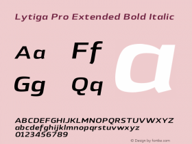 Lytiga Pro Extended Bold Italic Version 1.000; Fonts for Free; vk.com/fontsforfree Font Sample