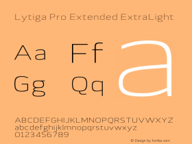 Lytiga Pro Extended ExtraLight Version 1.000; Fonts for Free; vk.com/fontsforfree Font Sample