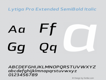 Lytiga Pro Extended SemiBold Italic Version 1.000; Fonts for Free; vk.com/fontsforfree Font Sample