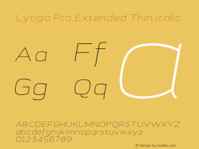 Lytiga Pro Extended Thin Italic Version 1.000; Fonts for Free; vk.com/fontsforfree Font Sample
