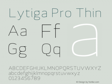 Lytiga Pro Thin Version 1.000; Fonts for Free; vk.com/fontsforfree Font Sample