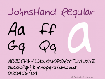 JohnsHand Regular Copyright (c)1996 Expert Software, Inc. Font Sample