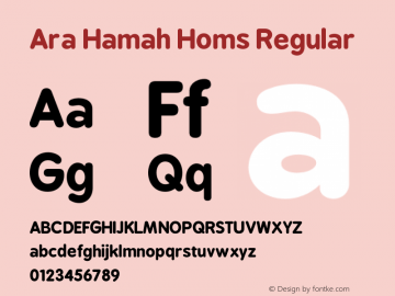 Ara Hamah Homs Regular Version 1.000;PS 001.000;hotconv 1.0.70;makeotf.lib2.5.58329 Font Sample