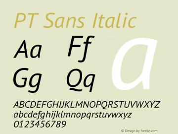 PT Sans Italic Version 1.001 Font Sample