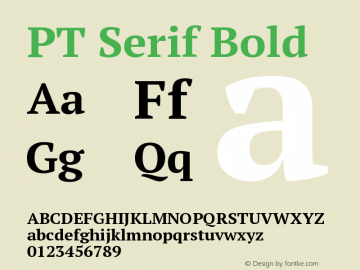 PT Serif Bold Version 1.000 Font Sample
