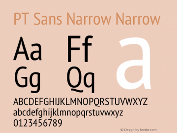 PT Sans Narrow Narrow Version 1.000 Font Sample