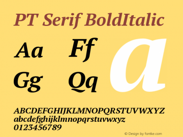 PT Serif BoldItalic Version 1.000图片样张