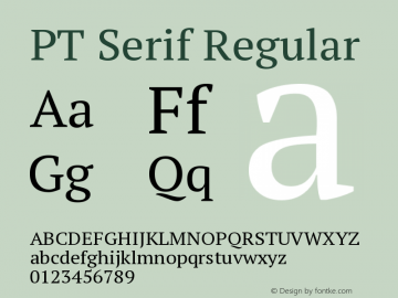 PT Serif Regular Version 1.000 Font Sample