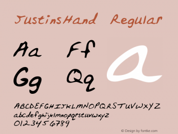 JustinsHand Regular The IMSI MasterFonts Collection, tm 1996 IMSI (International Microcomputer Software Inc.) Font Sample