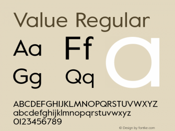 Value Regular Version 1.000 Font Sample