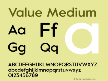 Value Medium Version 1.000 Font Sample