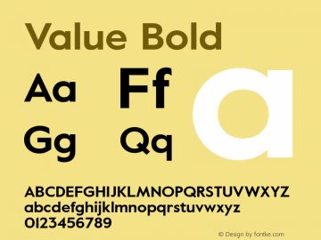 Value Bold Version 2.000 Font Sample