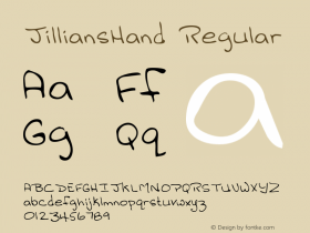 JilliansHand Regular Handwriting KeyFonts, Copyright (c)1995 SoftKey Multimedia, Inc., a subsidiary of SoftKey International, Inc.图片样张