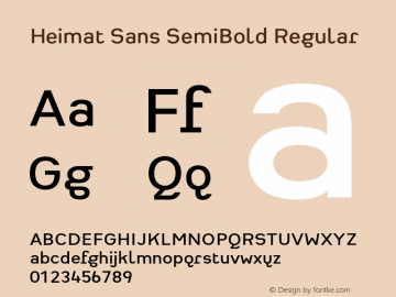 Heimat Sans SemiBold Regular Version 001.000 Font Sample