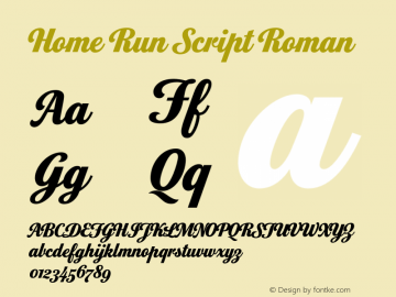 Home Run Script Roman 001.000; Fonts for Free; vk.com/fontsforfree Font Sample