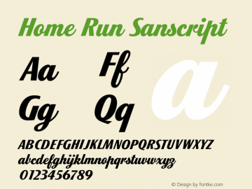 Home Run Sanscript 001.000; Fonts for Free; vk.com/fontsforfree图片样张