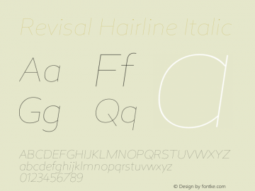 Revisal Hairline Italic Version 1.000; Fonts for Free; vk.com/fontsforfree Font Sample