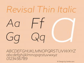 Revisal Thin Italic Version 1.000; Fonts for Free; vk.com/fontsforfree图片样张