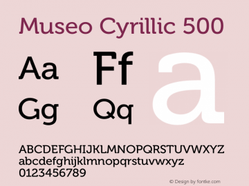 Museo Cyrillic 500 Version 2.029; Fonts for Free; vk.com/fontsforfree Font Sample