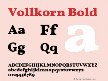 Vollkorn Bold Version 3.003;PS 003.003;hotconv 1.0.70;makeotf.lib2.5.58329图片样张
