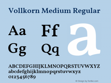 Vollkorn Medium Regular Version 3.003;PS 003.003;hotconv 1.0.70;makeotf.lib2.5.58329 Font Sample