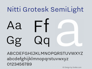 Nitti Grotesk SemiLight Version 1.3 Font Sample