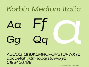 Korbin Medium Italic Version 1.000图片样张