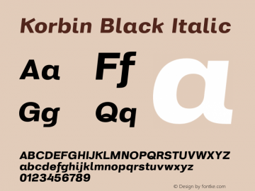 Korbin Black Italic Version 1.000 Font Sample