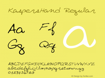KaspersHand Regular Copyright (c)1996 Expert Software, Inc.图片样张