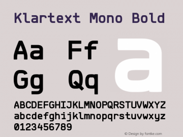Klartext Mono Bold Version 1.002; Fonts for Free; vk.com/fontsforfree Font Sample