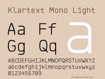 Klartext Mono Light Version 1.002; Fonts for Free; vk.com/fontsforfree Font Sample